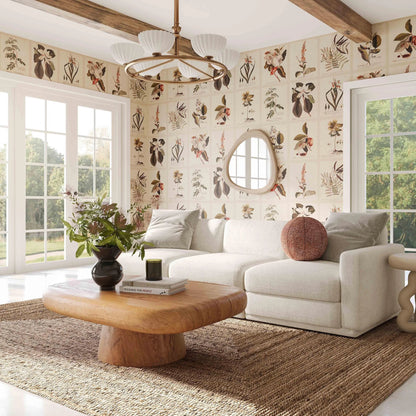 Perry Chenille Modular Sofa by TOV Furniture in cream. Made from chenille, plywood, wood in a transitional style.