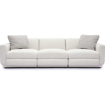 Perry Chenille Modular Sofa by TOV Furniture in cream. Made from chenille, plywood, wood in a transitional style.
