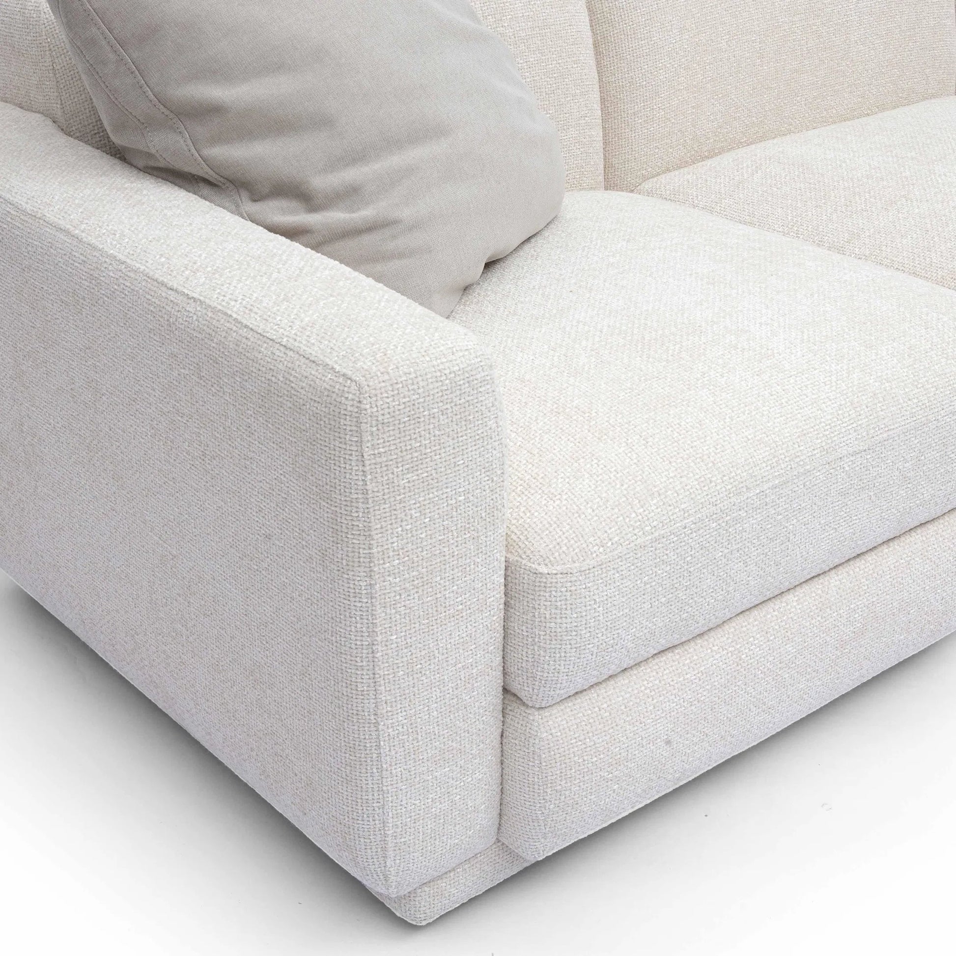 Perry Chenille Modular Sofa by TOV Furniture in cream. Made from chenille, plywood, wood in a transitional style.