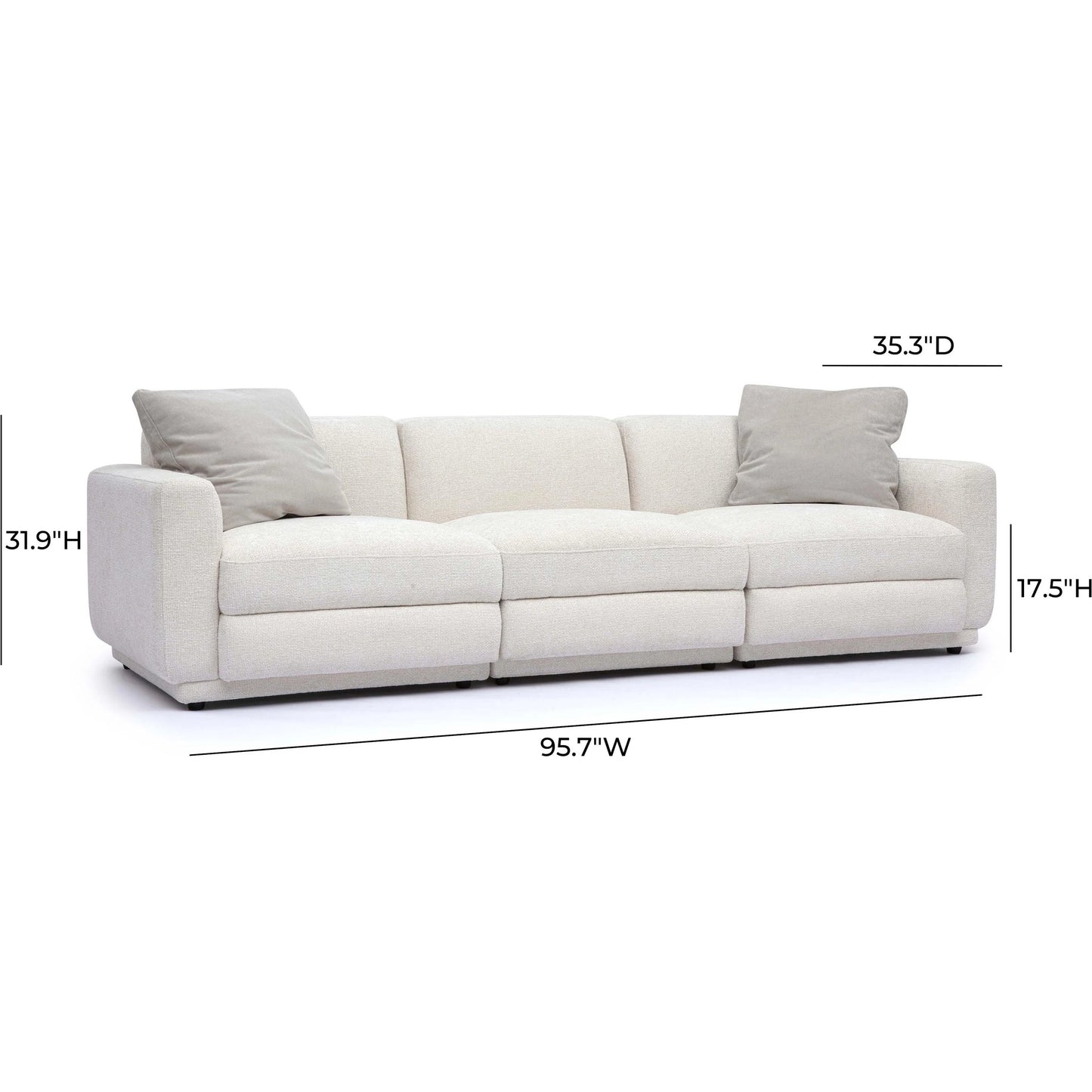003 SI-2356342 | Additional Silo | Perry Chenille Modular Sofa by TOV Furniture in cream. Made from chenille, plywood, wood in a transitional style.