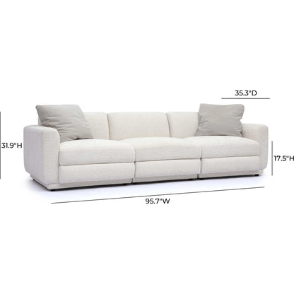 Perry Chenille Modular Sofa by TOV Furniture in cream. Made from chenille, plywood, wood in a transitional style.