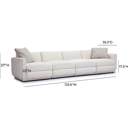 Perry Chenille Modular Long Sofa by TOV Furniture in cream. Made from chenille, plywood, wood in a transitional style.