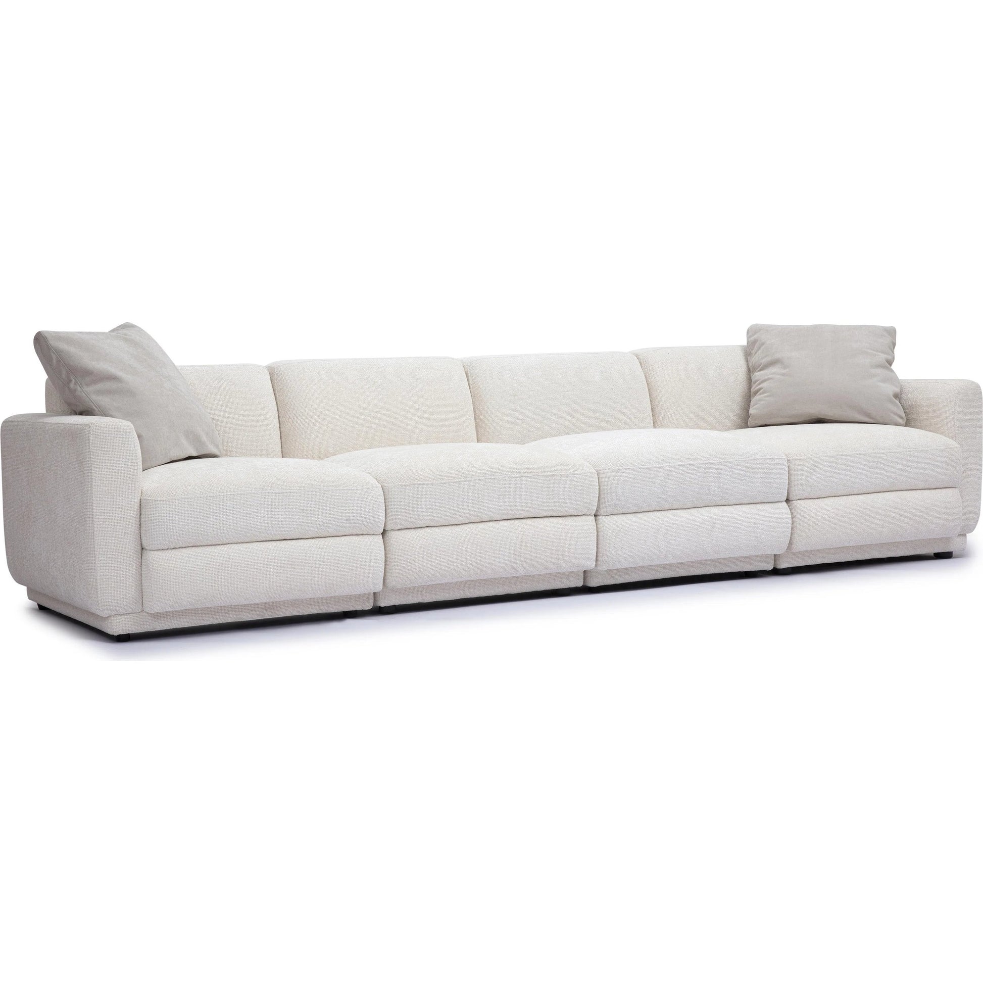 Perry Chenille Modular Long Sofa by TOV Furniture in cream. Made from chenille, plywood, wood in a transitional style.
