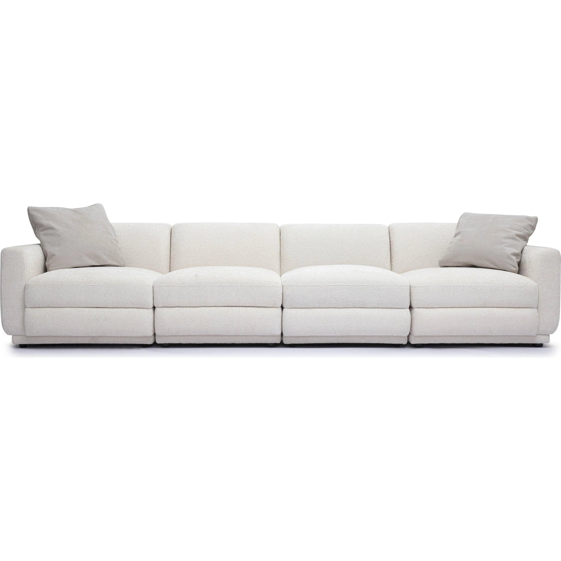 Perry Chenille Modular Long Sofa by TOV Furniture in cream. Made from chenille, plywood, wood in a transitional style.