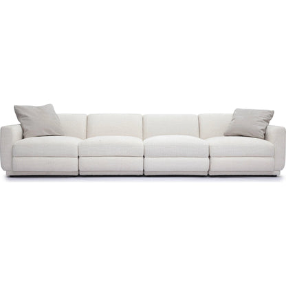 Perry Chenille Modular Long Sofa by TOV Furniture in cream. Made from chenille, plywood, wood in a transitional style.