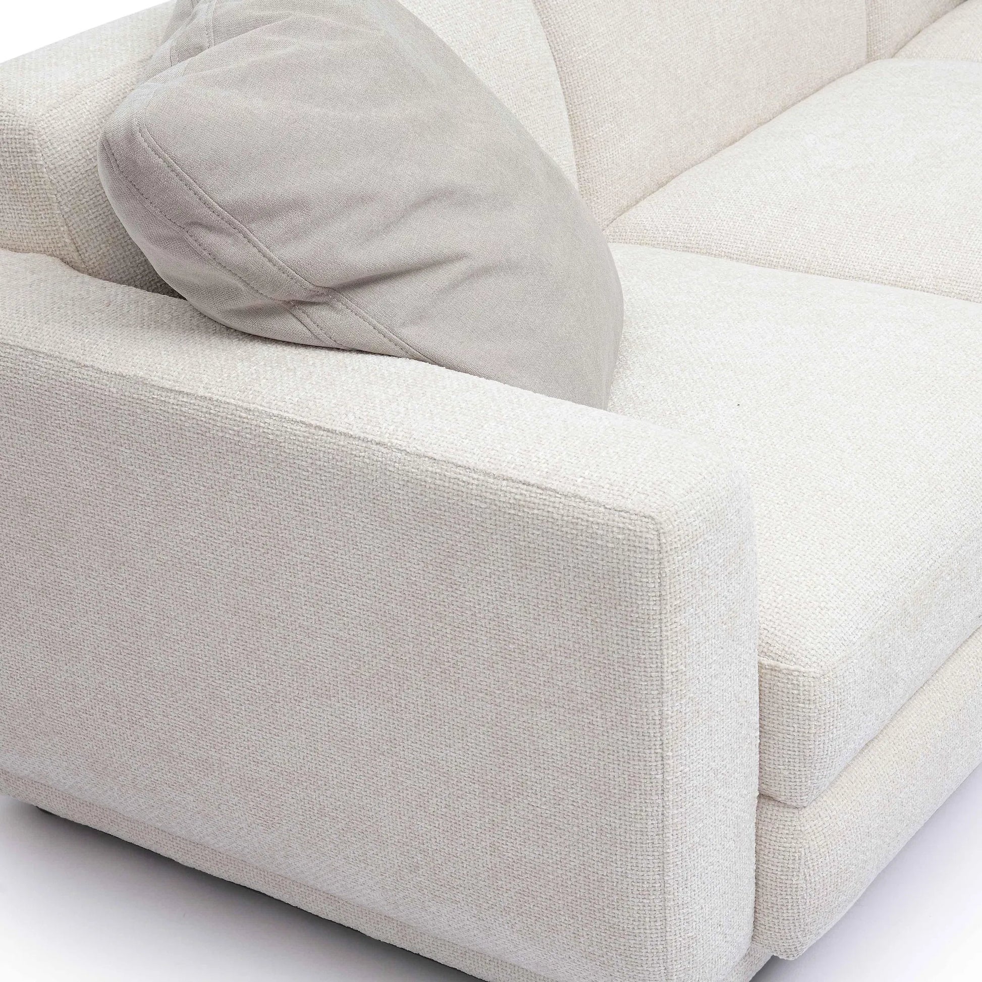 Perry Chenille Modular Long Sofa by TOV Furniture in cream. Made from chenille, plywood, wood in a transitional style.