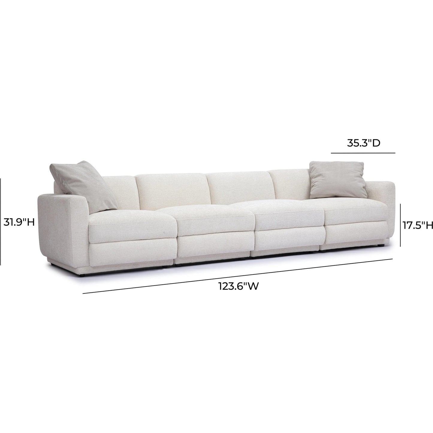 003 SI-2356338 | Additional Silo | Perry Chenille Modular Long Sofa by TOV Furniture in cream. Made from chenille, plywood, wood in a transitional style.