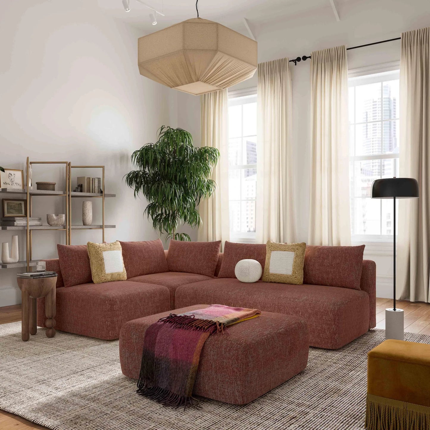 006 SI-2320901 | Lifestyle | Hangover Heavy Textured Fabric Modular Loveseat by TOV Furniture. Made from fabric, plywood, wood in a transitional style.
