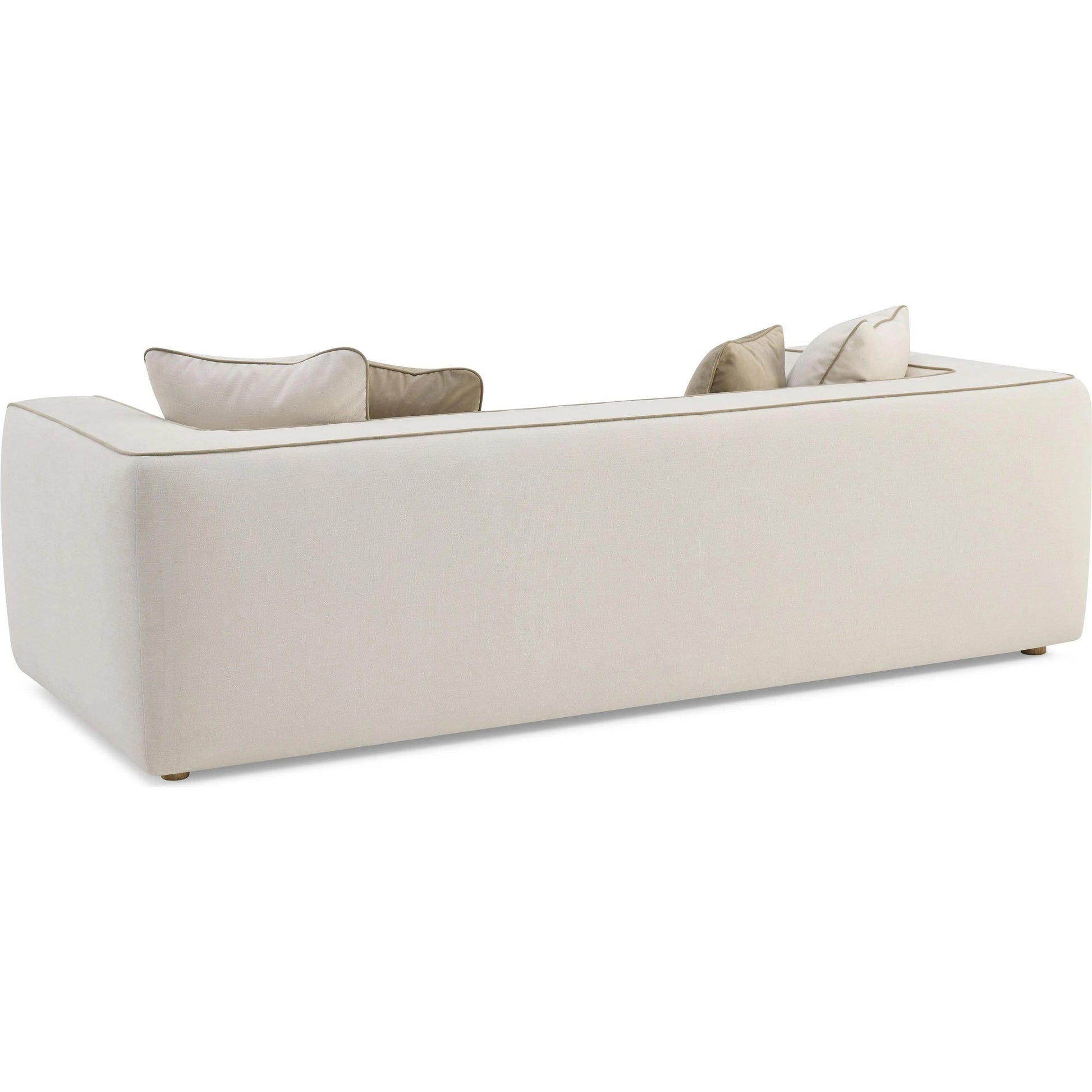 Tristine Linen Sofa by TOV Furniture in cream. Made from fabric, plywood, wood in a unique style.