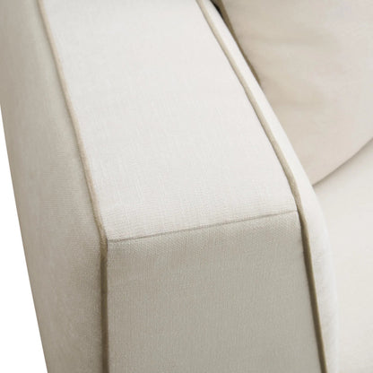 Tristine Linen Sofa by TOV Furniture in cream. Made from fabric, plywood, wood in a unique style.
