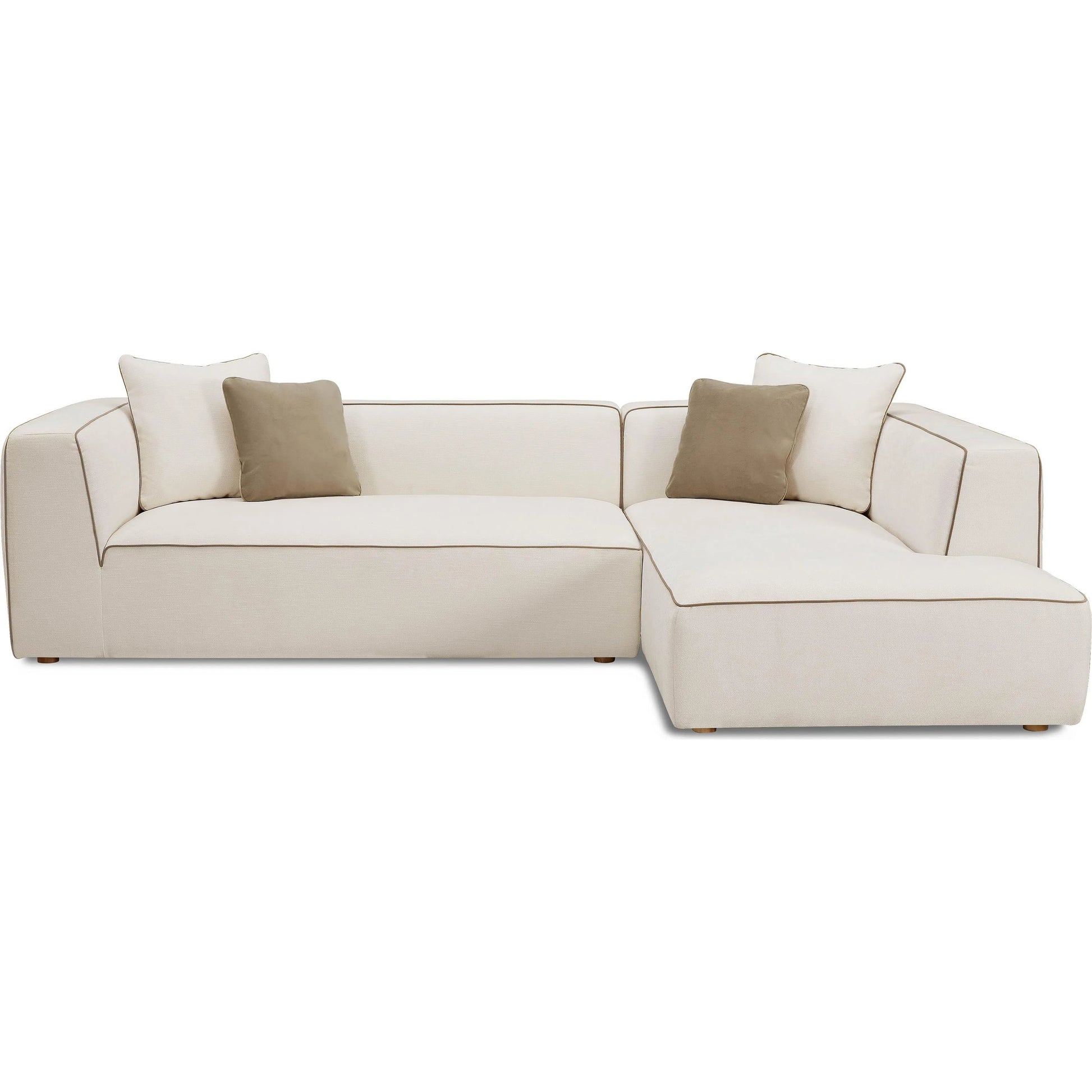 Tristine Linen RAF Sectional by TOV Furniture in cream. Made from linen, plywood, wood in a transitional style.