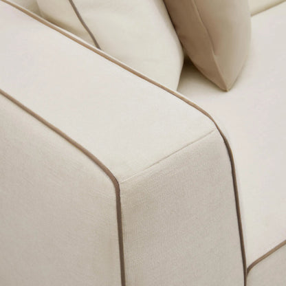 Tristine Linen RAF Sectional by TOV Furniture in cream. Made from linen, plywood, wood in a transitional style.
