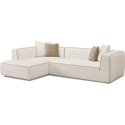 Tristine Linen LAF Sectional by TOV Furniture in cream. Made from linen, plywood, wood in a transitional style.