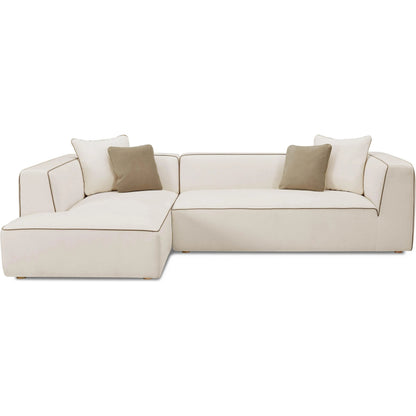 Tristine Linen LAF Sectional by TOV Furniture in cream. Made from linen, plywood, wood in a transitional style.