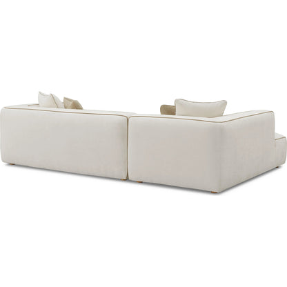 Tristine Linen LAF Sectional by TOV Furniture in cream. Made from linen, plywood, wood in a transitional style.