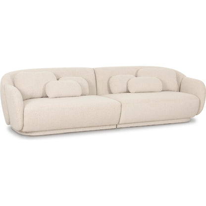 Misty Boucle Modular 4-Seater Sofa by TOV Furniture in cream. Made from boucle, plywood, wood in a transitional style.