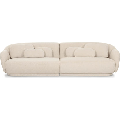 Misty Boucle Modular 4-Seater Sofa by TOV Furniture in cream. Made from boucle, plywood, wood in a transitional style.