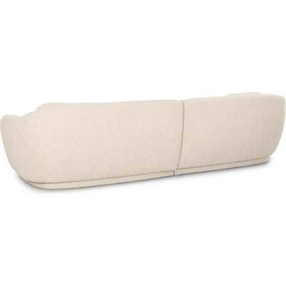 Misty Boucle Modular 4-Seater Sofa by TOV Furniture in cream. Made from boucle, plywood, wood in a transitional style.