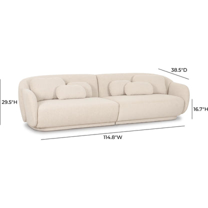 Misty Boucle Modular 4-Seater Sofa by TOV Furniture in cream. Made from boucle, plywood, wood in a transitional style.