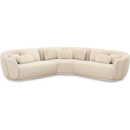 Misty Boucle Modular L-Sectional by TOV Furniture in cream. Made from boucle, plywood, wood in a transitional style.