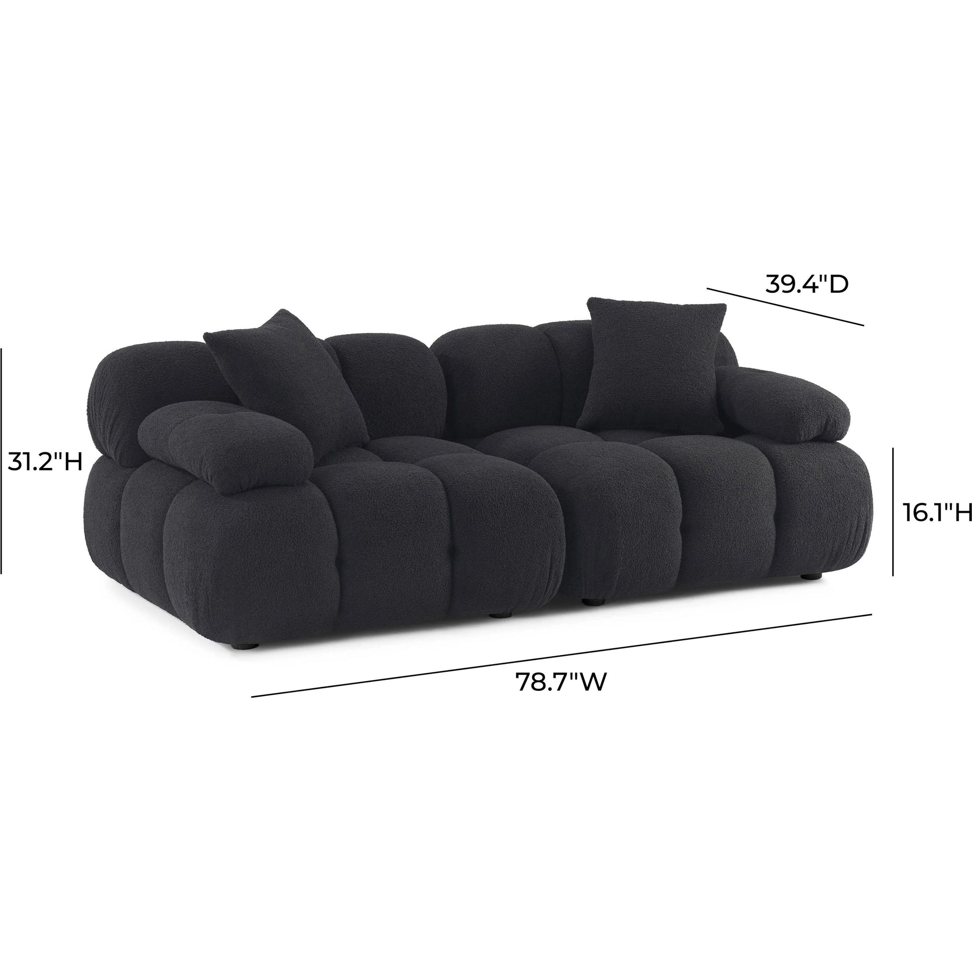 Calliope Vegan Shearling Modular Loveseat by TOV Furniture. Made from fabric, plywood, wood in a transitional style.