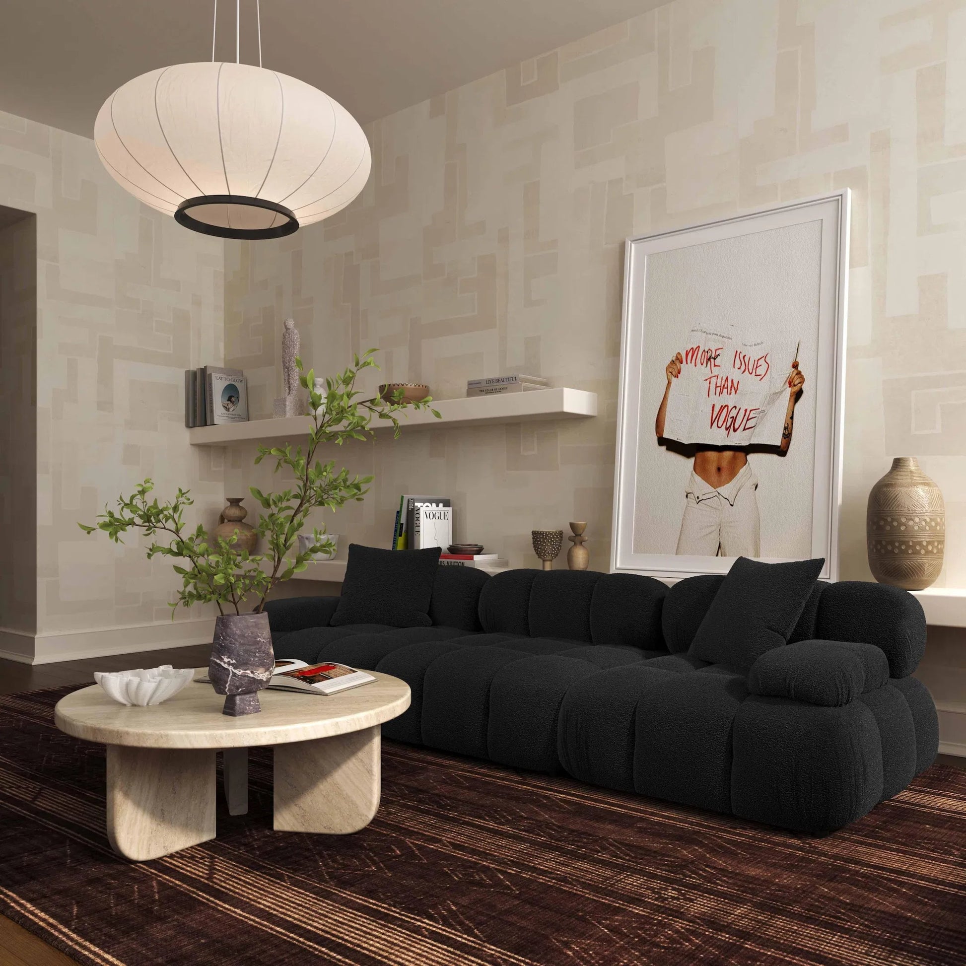 Calliope Vegan Shearling Modular Sofa by TOV Furniture. Made from fabric, plywood, wood in a transitional style.