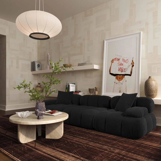 Calliope Vegan Shearling Modular Sofa by TOV Furniture. Made from fabric, plywood, wood in a unique style.