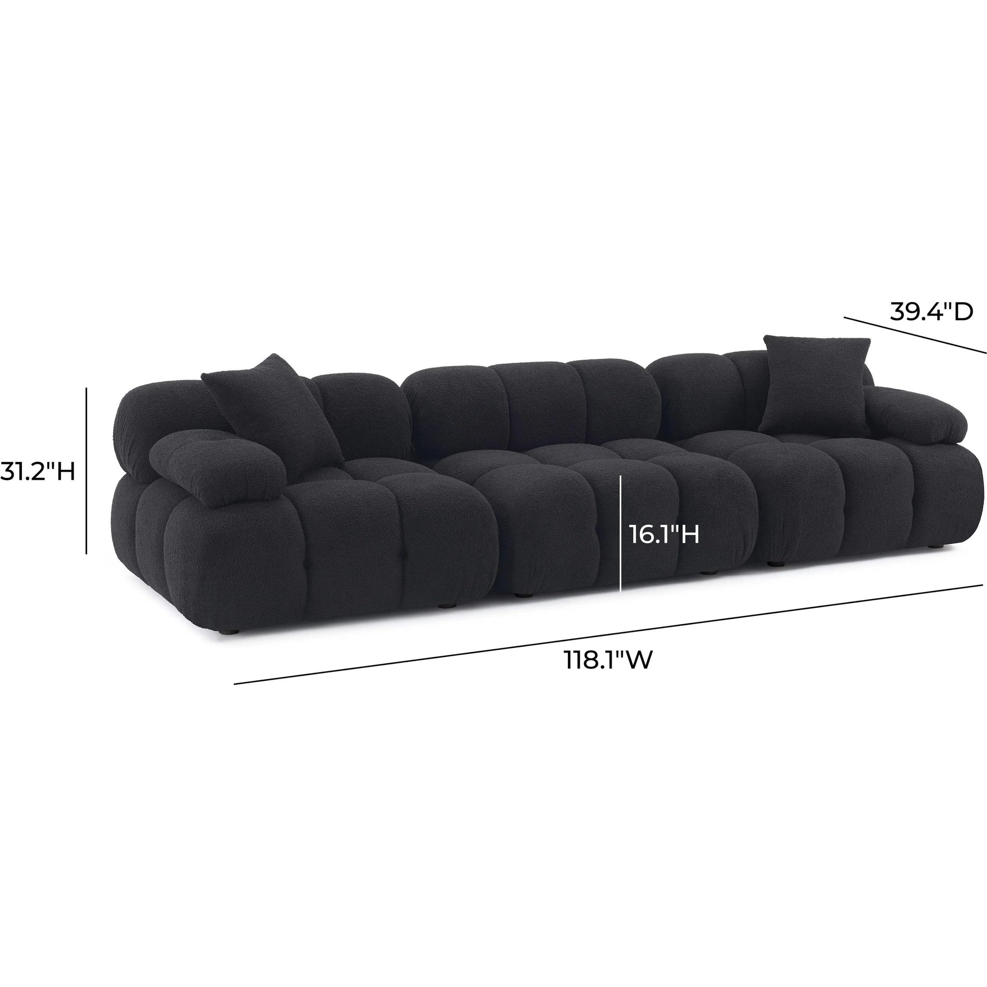Calliope Vegan Shearling Modular Sofa by TOV Furniture. Made from fabric, plywood, wood in a transitional style.