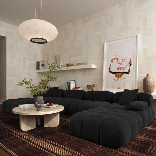 Calliope Vegan Shearling 6-Piece Modular U-Sectional by TOV Furniture. Made from fabric, plywood, wood in a unique style.