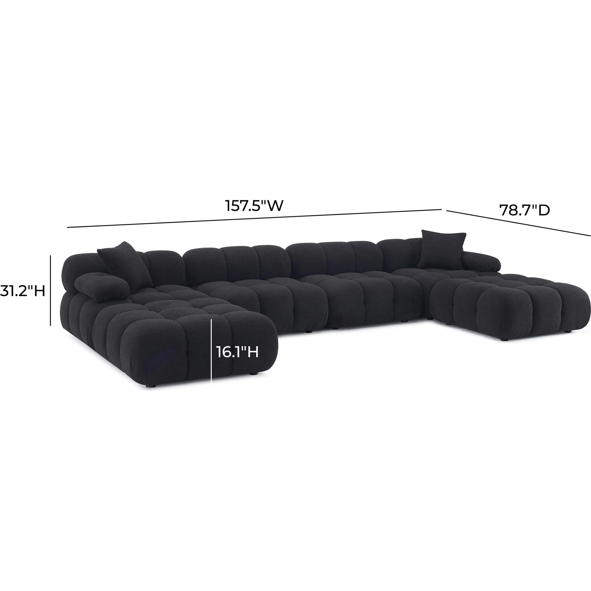 Calliope Vegan Shearling 6-Piece Modular U-Sectional by TOV Furniture. Made from fabric, plywood, wood in a transitional style.