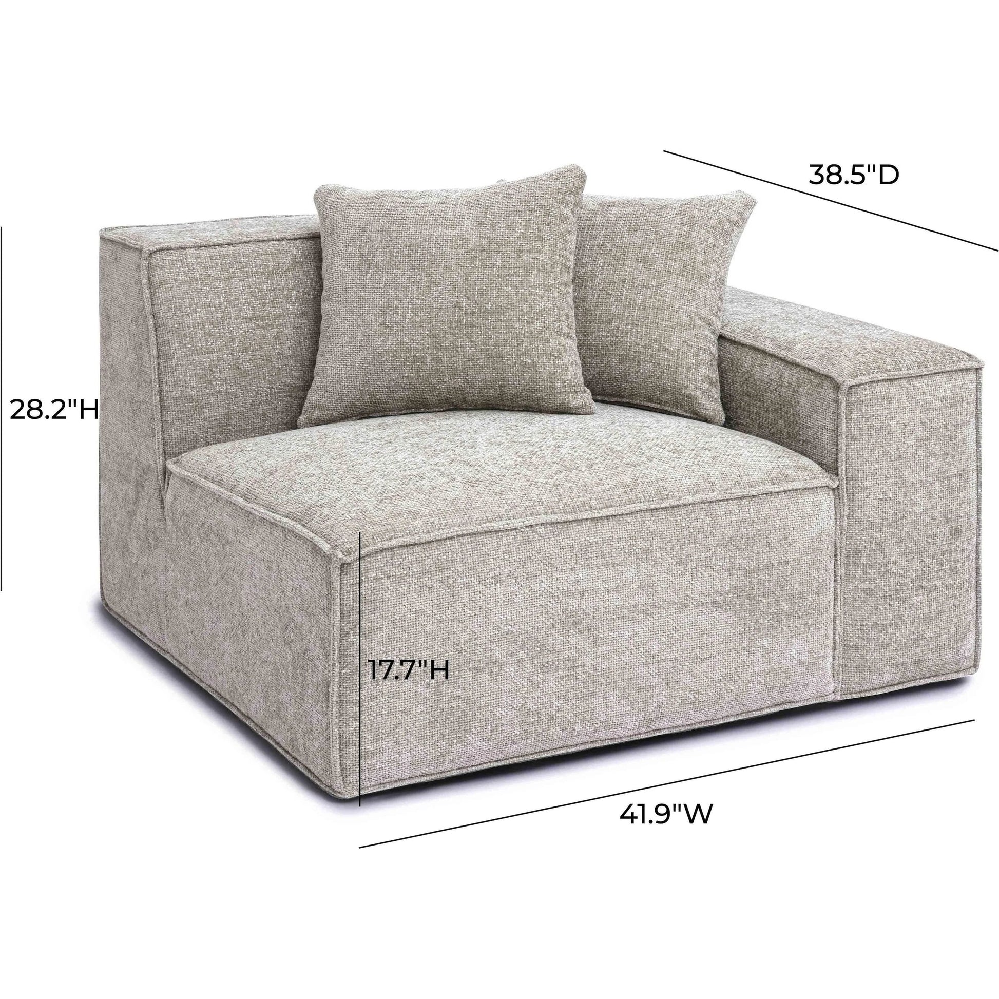 Mindy Chenille Basketweave RAF Corner Chair by TOV Furniture. Made from chenille, plywood in a transitional style.