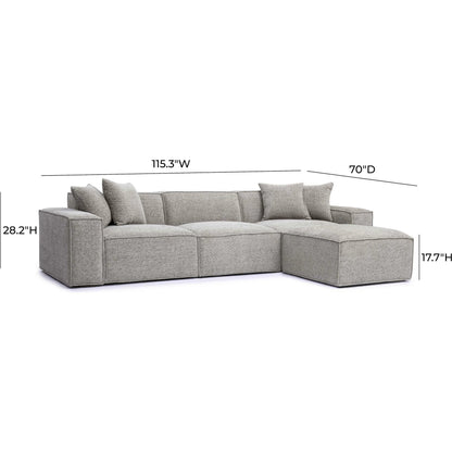 Mindy Chenille Basketweave Modular Sectional by TOV Furniture. Made from chenille, plywood in a transitional style.