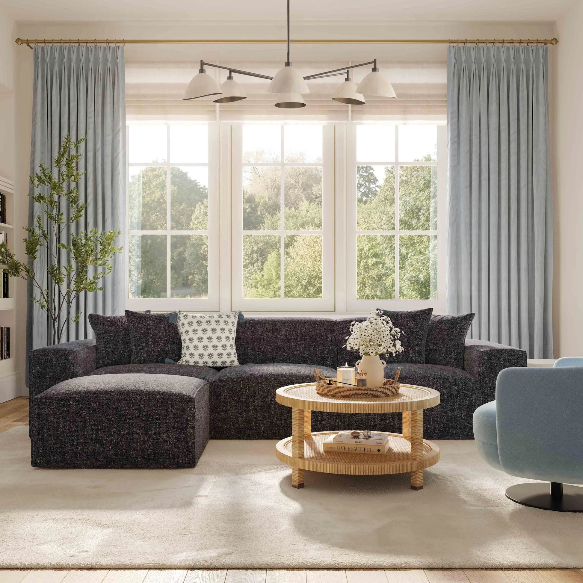 Mindy Chenille Basketweave Modular Loveseat by TOV Furniture. Made from chenille, plywood in a transitional style.
