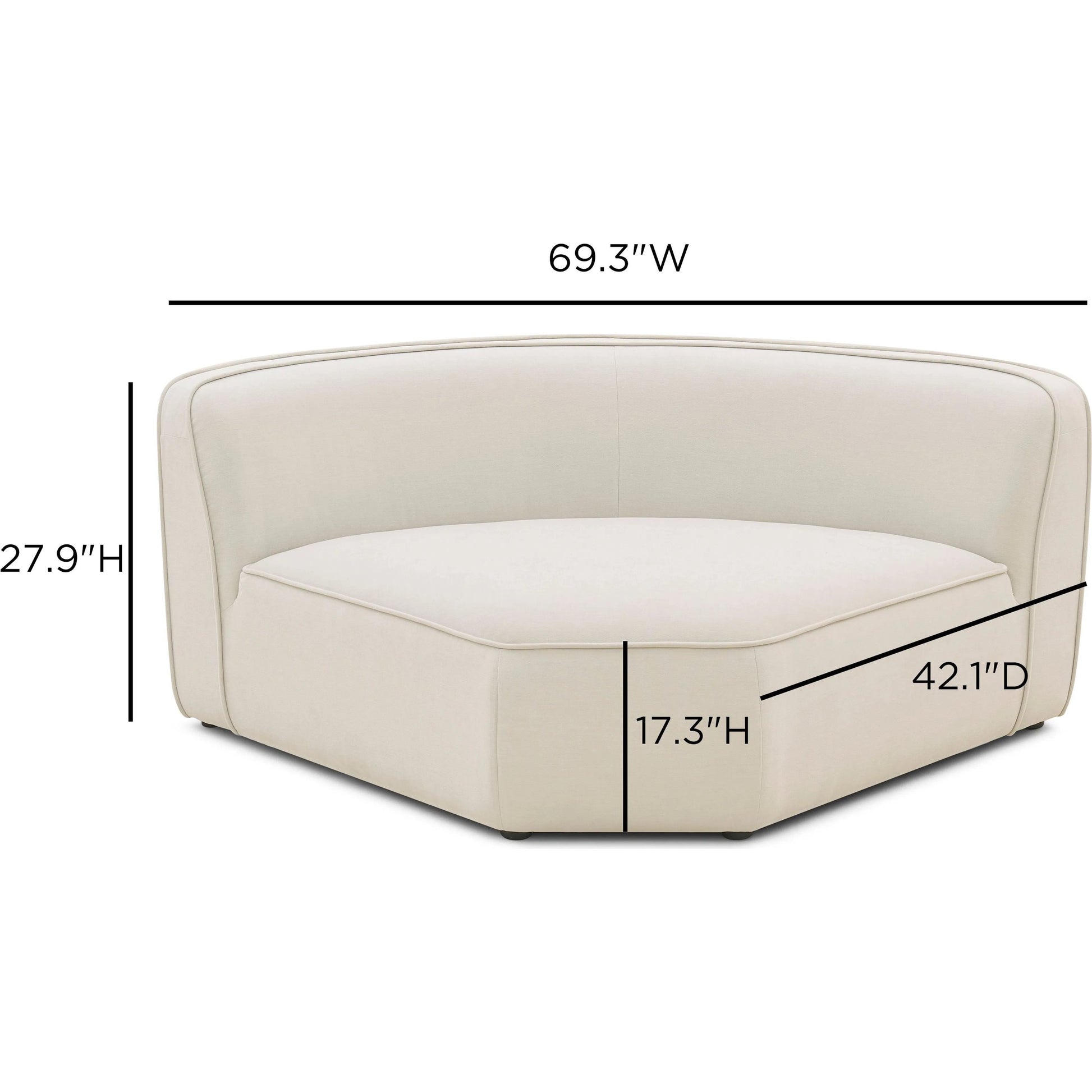 Travie Upcycled Wedge Corner Chair by TOV Furniture in sand. Made from linen, plywood in a unique style.