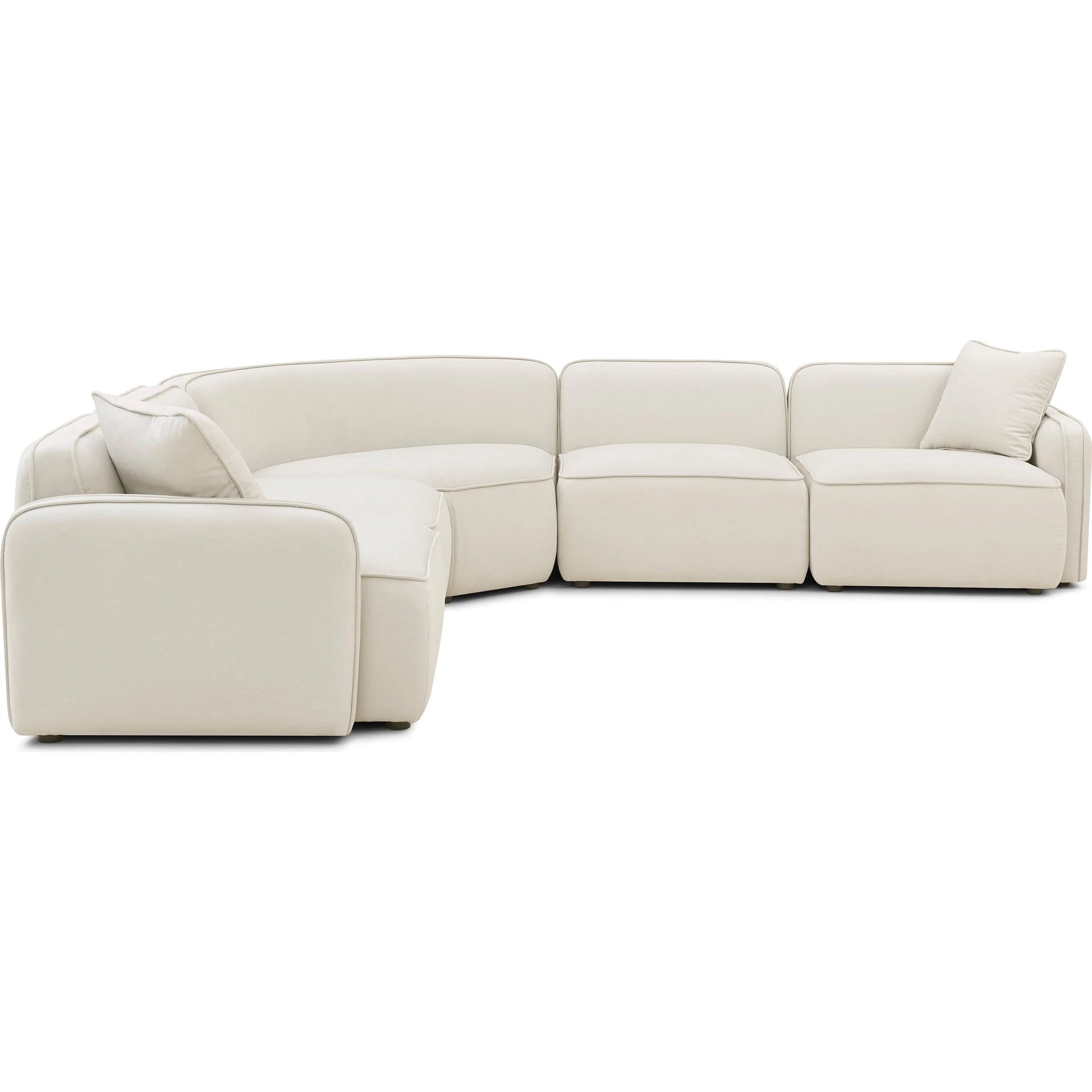 Travie 5-Piece Upcycled Modular L-Sectional by TOV Furniture in sand. Made from linen, plywood in a unique style.