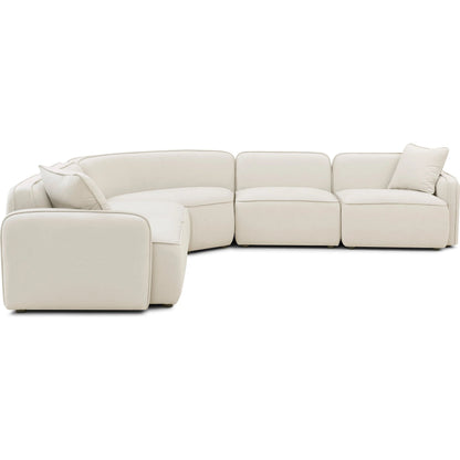 Travie 5-Piece Upcycled Modular L-Sectional by TOV Furniture in sand. Made from linen, plywood in a unique style.