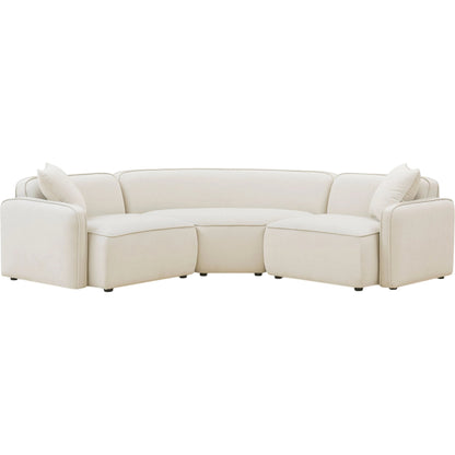 Travie 3-Piece Upcycled Modular L-Sectional by TOV Furniture in sand. Made from linen, plywood in a unique style.