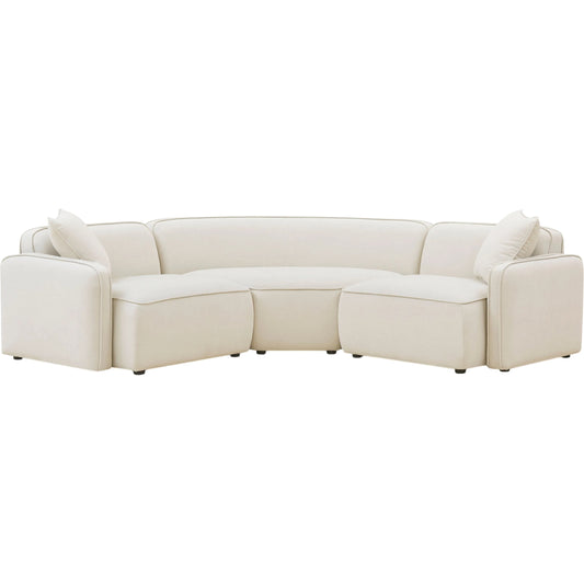 Travie 3-Piece Upcycled Modular L-Sectional by TOV Furniture in sand. Made from linen, plywood in a unique style.