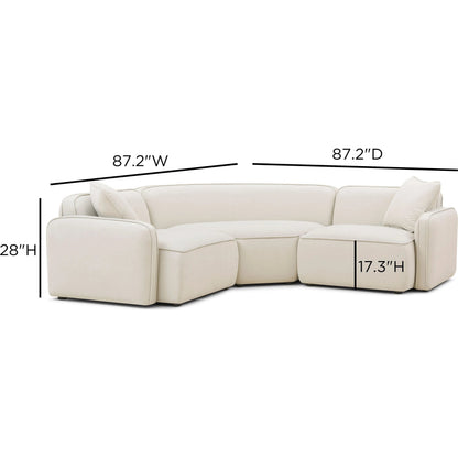 Travie 3-Piece Upcycled Modular L-Sectional by TOV Furniture in sand. Made from linen, plywood in a unique style.