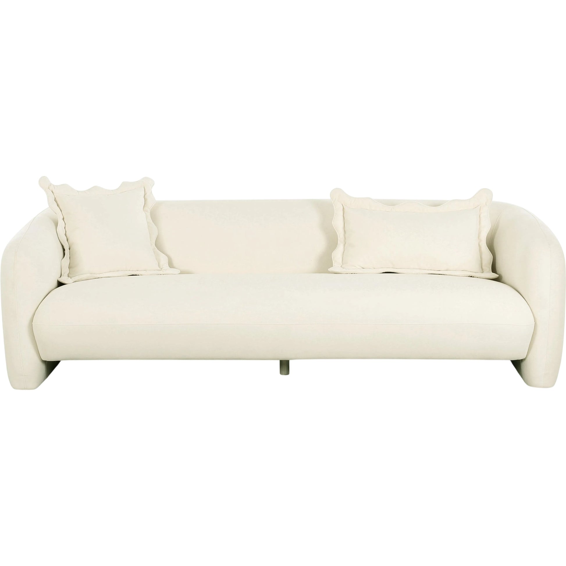 Lou Performance Sofa by TOV Furniture in cream. Made from plywood, velvet in a unique style.