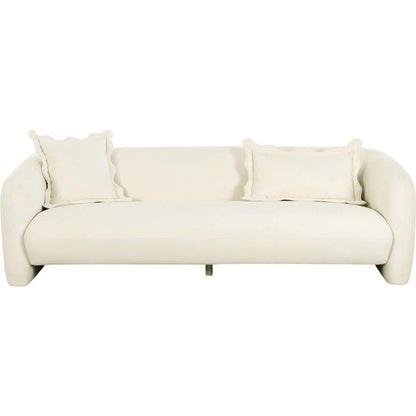 Lou Performance Sofa by TOV Furniture in cream. Made from plywood, velvet in a unique style.