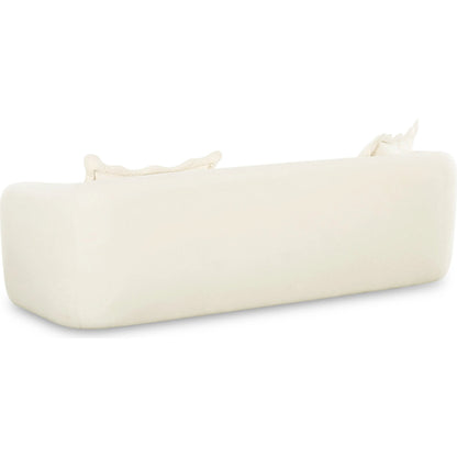 Lou Performance Sofa by TOV Furniture in cream. Made from plywood, velvet in a unique style.