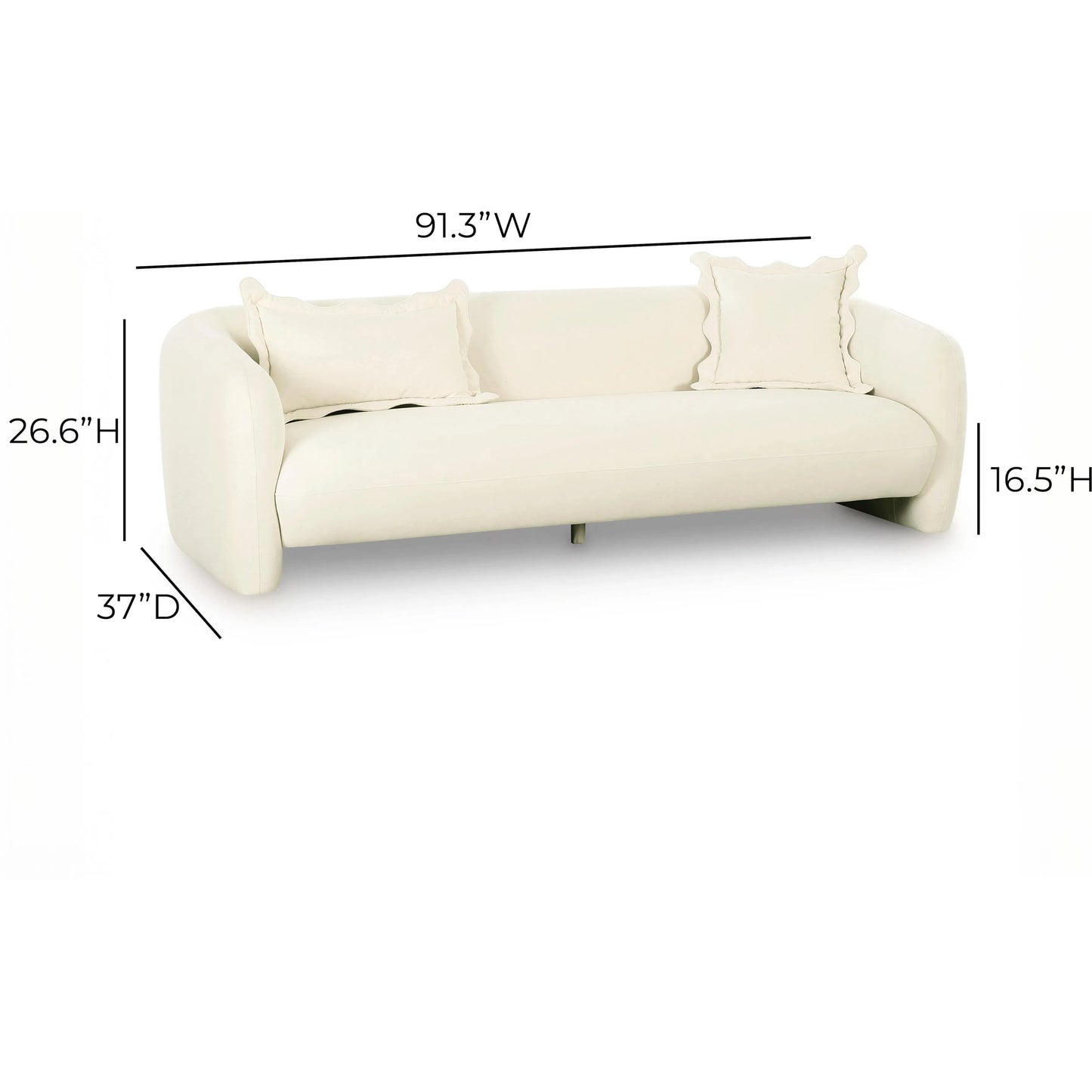 003 SI-2532670 | Additional Silo | Lou Performance Sofa by TOV Furniture in cream. Made from plywood, velvet in a unique style.