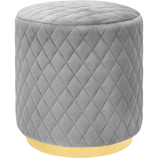 Abir Ottoman by TOV Furniture in gray. Made from velvet, stainless steel in a modern style.