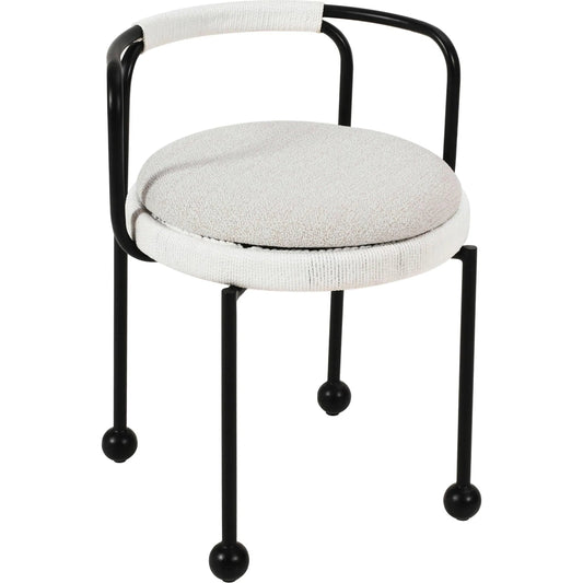 Pansy Outdoor Dining Chair by TOV Furniture in cream. Made from fabric, iron in a unique style.
