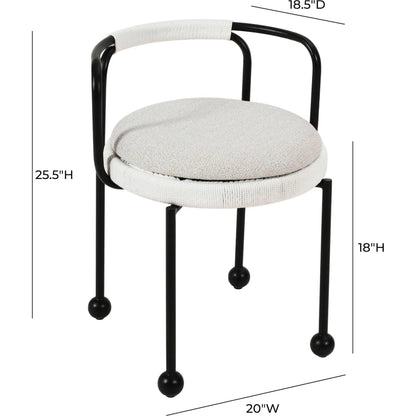 Pansy Outdoor Dining Chair by TOV Furniture in cream. Made from fabric, iron in a transitional style.