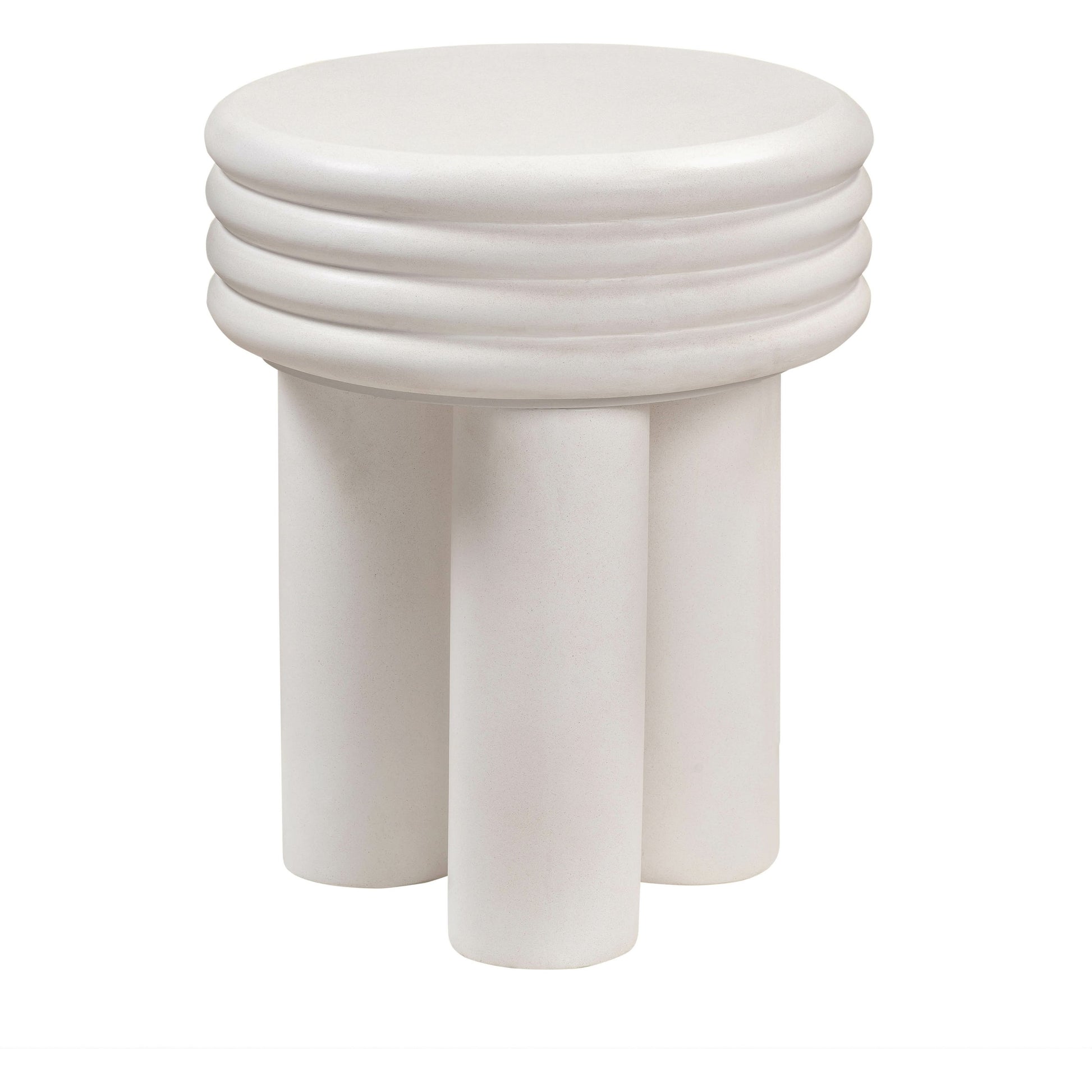 Delta Concrete Side Table by TOV Furniture in ivory. Made from concrete in a modern style.