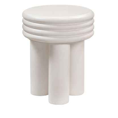 Delta Concrete Side Table by TOV Furniture in ivory. Made from concrete in a modern style.
