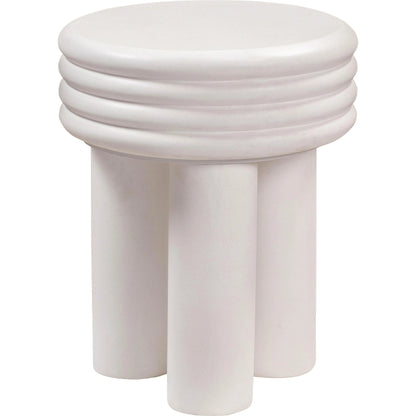 Delta Concrete Side Table by TOV Furniture in ivory. Made from concrete in a modern style.