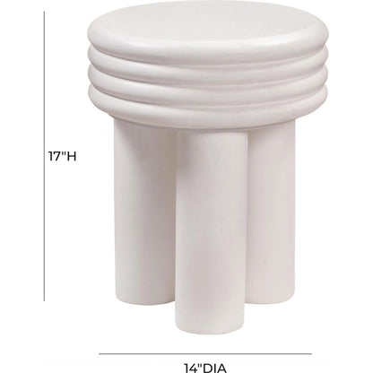 Delta Concrete Side Table by TOV Furniture in ivory. Made from concrete in a modern style.